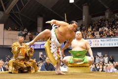 横綱日馬富士の気迫のこもった土俵入り。