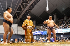 横綱鶴竜に挑戦するのは、御嶽海。